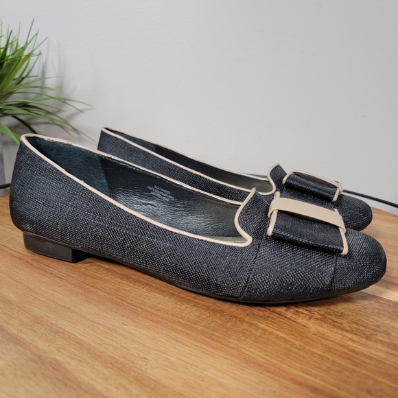Isaac Mizrahi Linen Bow Front Square Toe Flats Size 6.5 - Picture 4 of 17
